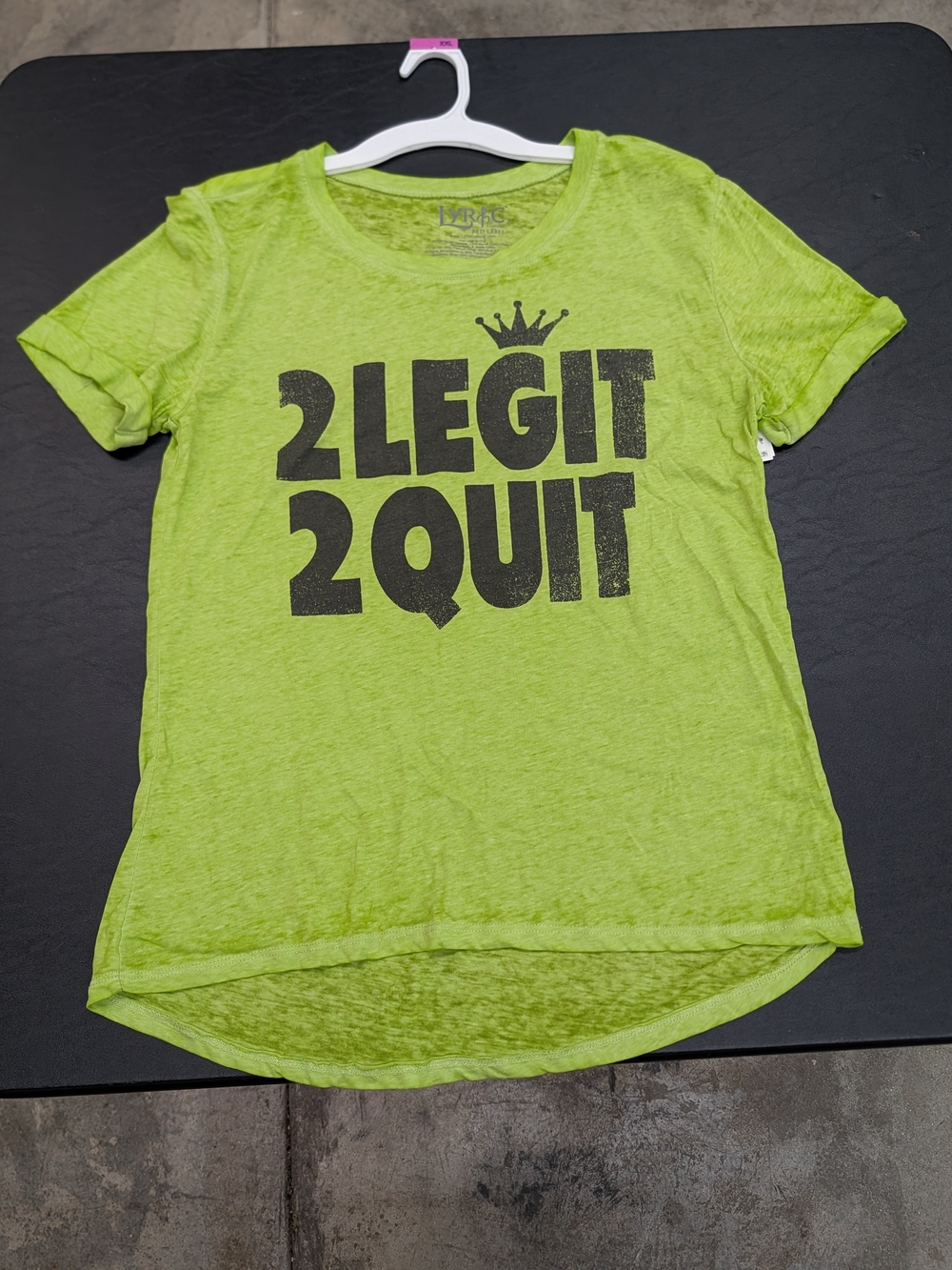 Women's Lime Green '2LEGIT 2QUIT' Graphic Tee